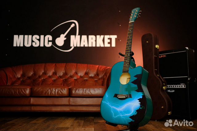 Акустическая Гитара с рисунком (Комплект)