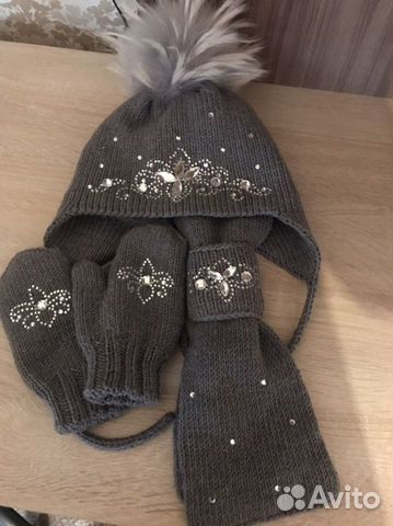 Комплект шапка, шарф,варежки