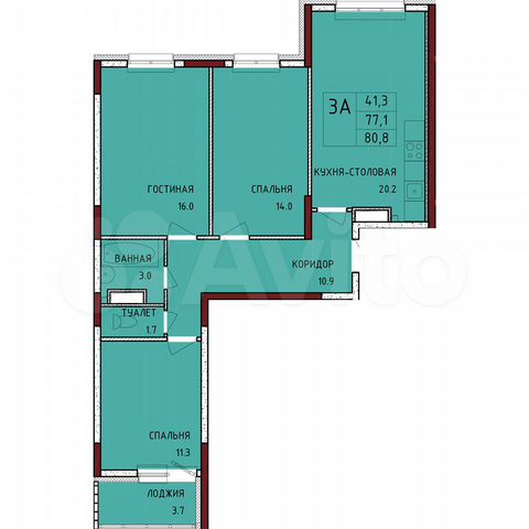 3-к. квартира, 80,8 м², 13/17 эт.