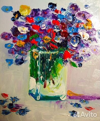 Картина маслом, полевые цветы