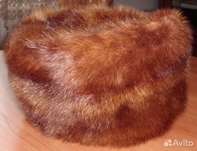 Шапка натуральный мех норка коричневая р.57