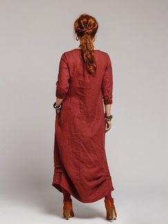 Льняное платье Бохо 44-46 бордовое Кайрос