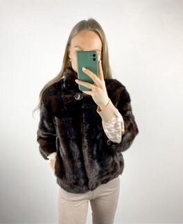 Шуба норковая автоледи 42-44 темный шоколад махаго