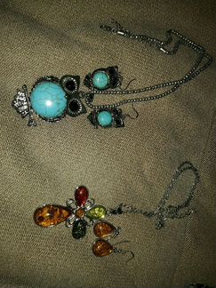 Кулон и серьги Сова