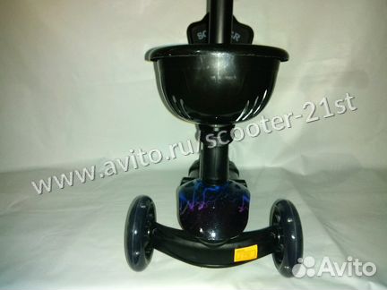 Самокат 5в1 музыкальный черный граффити