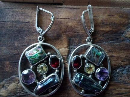 Серьги серебряные с натуральными камнями