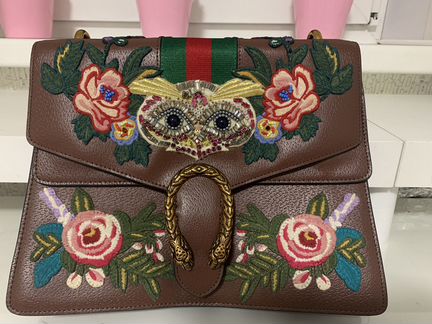 Сумка Gucci Brown Dionysus Embroidered Leather