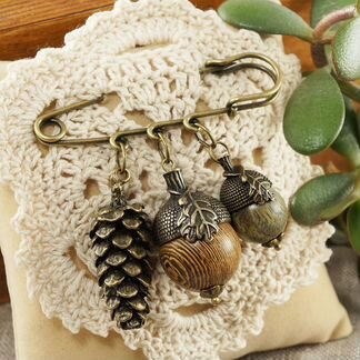 Брошь Шишки и Желуди