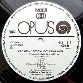 Kamrlova Eva Organ Recital LP