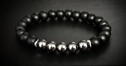 Браслет-оберег из гематита и шунгита
