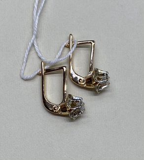 Золотые серьги Тюльпаны с фианитами