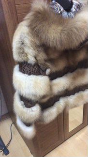 Шуба из куницы,новая,поперечка,с капюшоном
