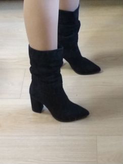 Сапоги демисезонные черные замша