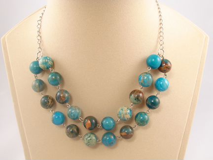 Колье Варисцит шарики, двухрядное