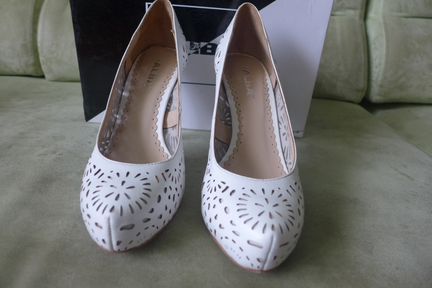 Белые кожаные туфли alba на шпильке