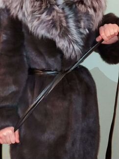 Шуба норка, капюшон блюфрост