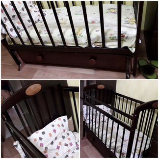 Кровать детская 120на60,массив,с рождения