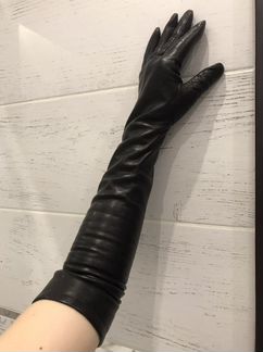Люксовые длинные кожаные перчатки