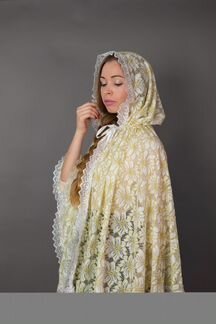 Венчальная накидка белая с золотым