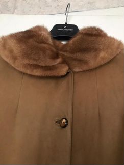 Пальто замшевое с норкой, 46р