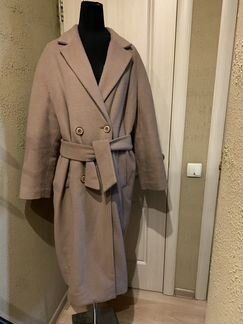 Роскошное оверсайз утеплённое пальто taupe, длинно