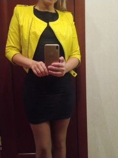 Куртка кожаная желтая