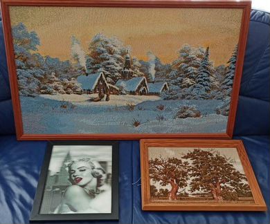 Картина ковёр гобелен Леопард зима Мэрилин Монро