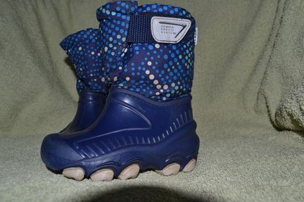 Резиновые утепленные сапожки зебра