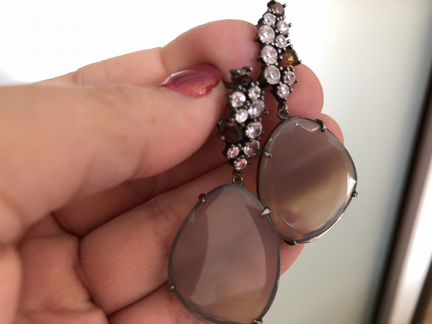 Серьги и кольцо серебро 925 нат. агат