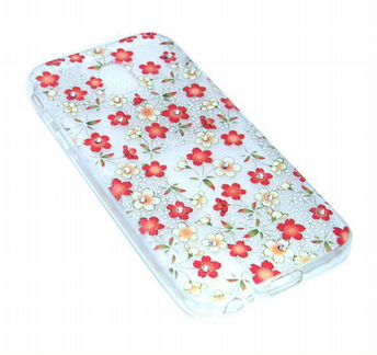Чехол-накладка для Samsung J330F fashion TPU стразы Полевые цветы вид 1