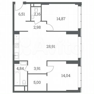 2-к квартира, 83.2 м², 11/51 эт.