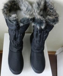 Сапоги дутики чёрные с нескользящей подошвой