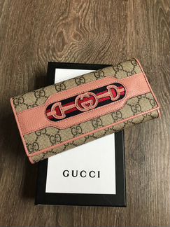 Кошелек Gucci розовый канва/кожа