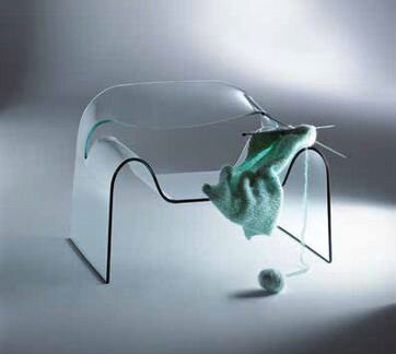 Стеклянные итальянские стол, Кресло, Зеркало