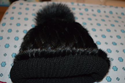 Роскошная теплая норковая шапка с песцом натуральн