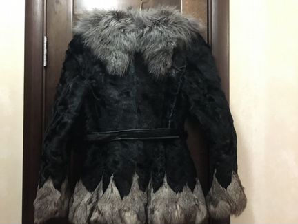 Полушубок из козлика с чернобуркой
