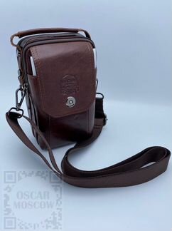 Кожаная мужская сумка через плечо, на ремень Oscar